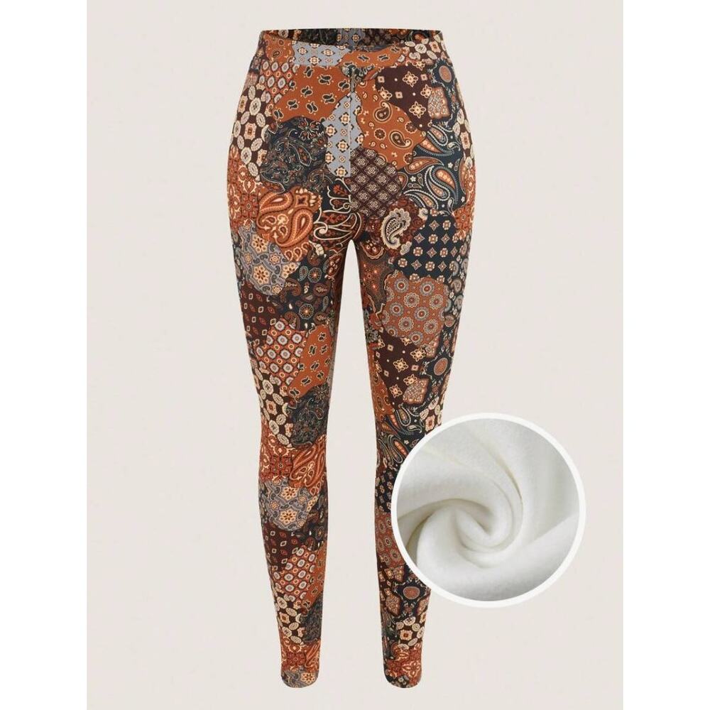 NWT SHEIN EMERY ROSE Patchwork Thermal Lined Leggings Pants Plus Size: 2XL (16)